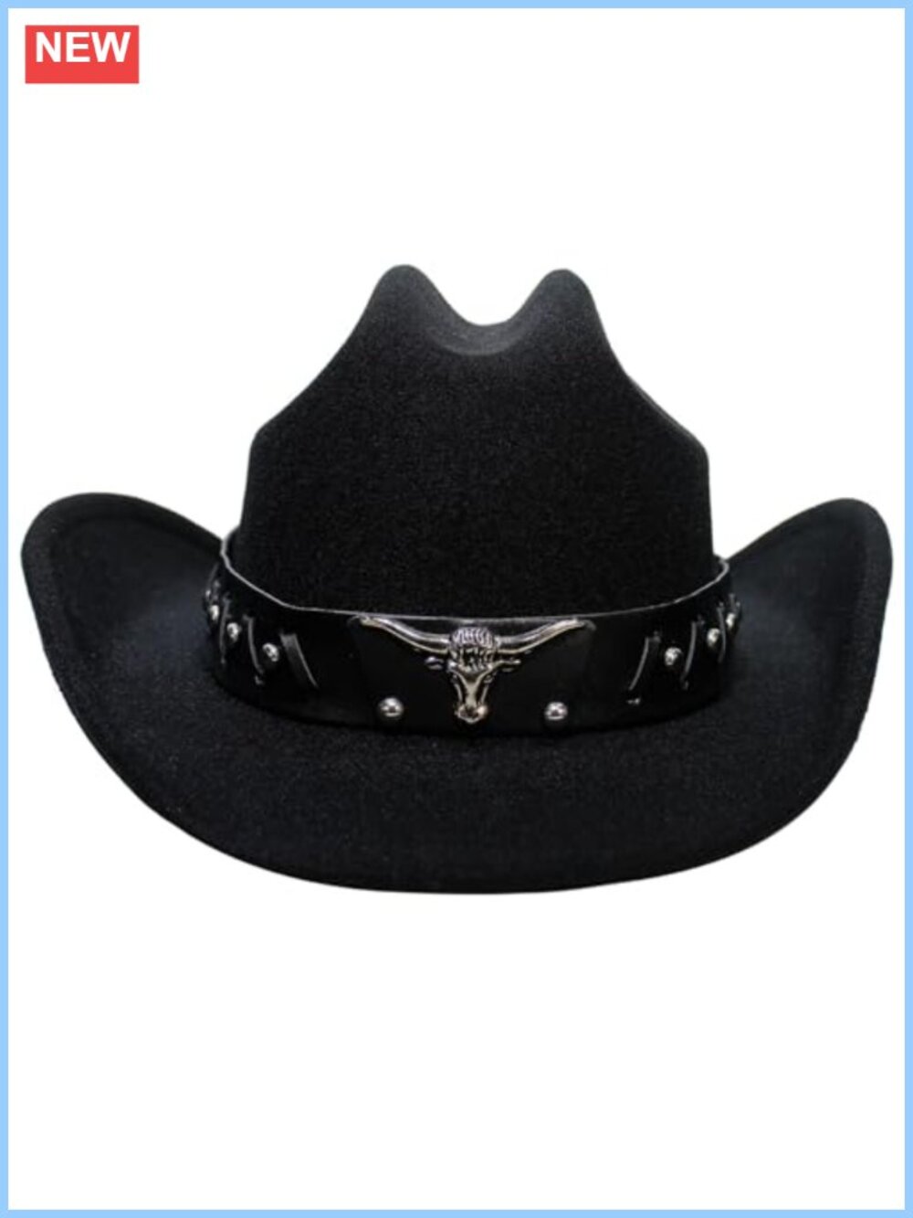 Kalerona Western Cowboy Hat Felt Cotton Polyester Wide Brim Adjustable